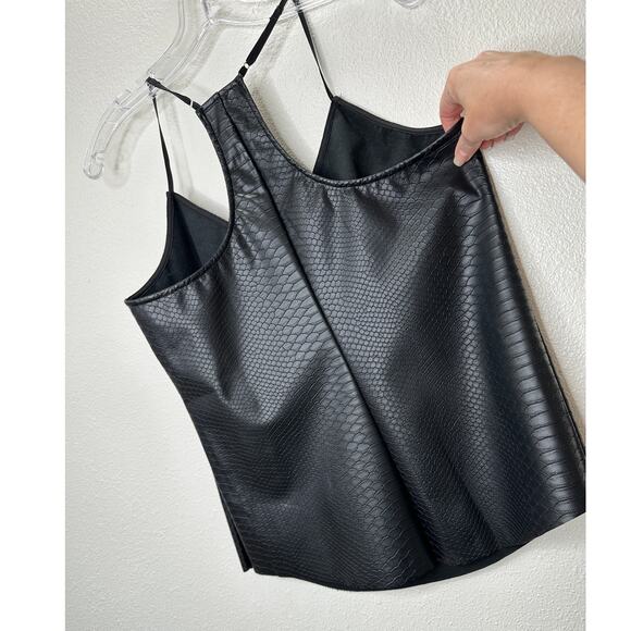 Lavender Brown Black Faux Leather Snakeprint VNeck Racerback Tank Top L - Picture 5 of 8